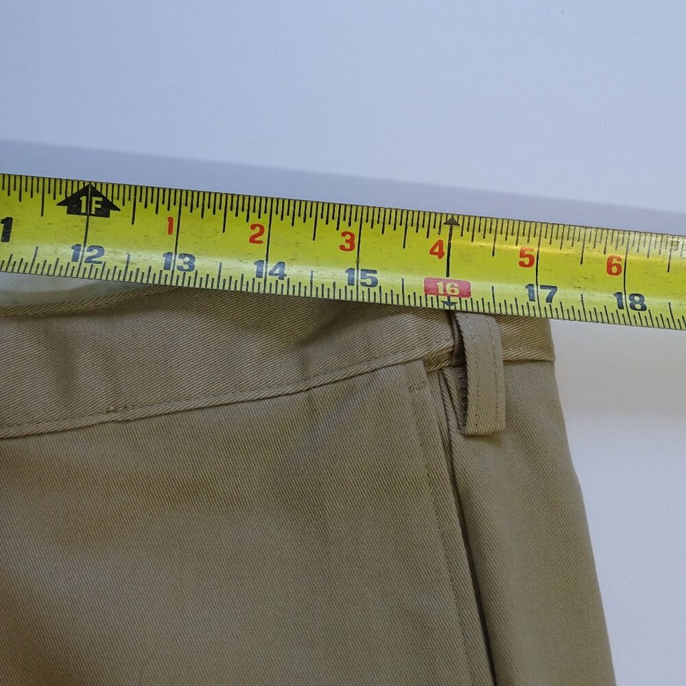 Lands End Men Khaki Flat Front Traditional Fit Chino Pants Size 34 Uniform Work - Picture 10 of 15
